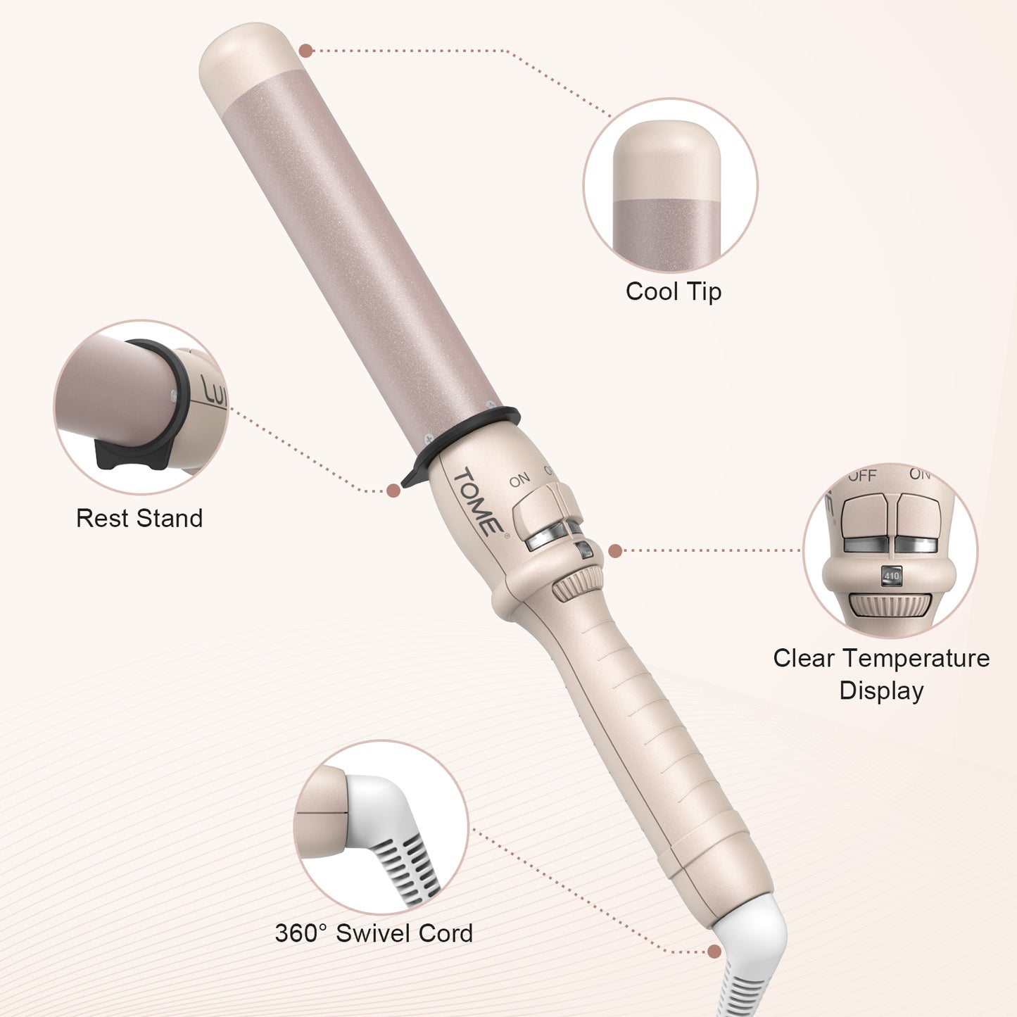 TOME Hair Ceramic Curling Wand