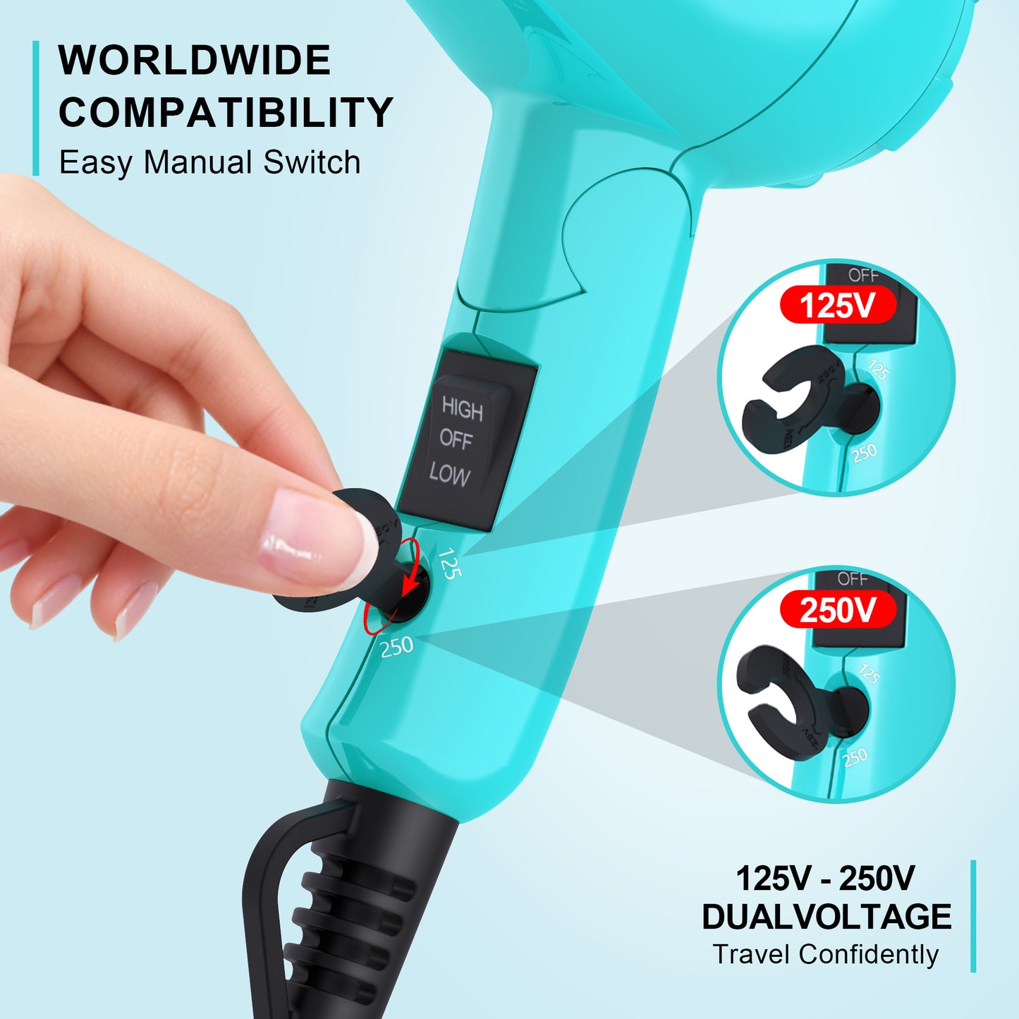 Lura Travel Hair Dryer,Blue