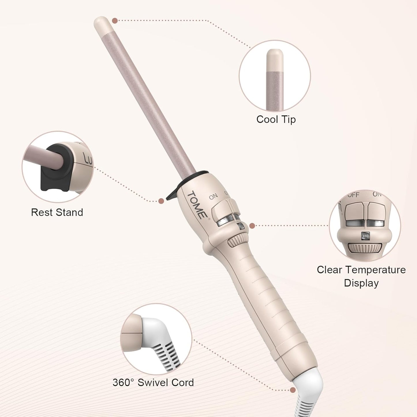 ToMe 1/2 Inch Dual Voltage Hair Curling Wand