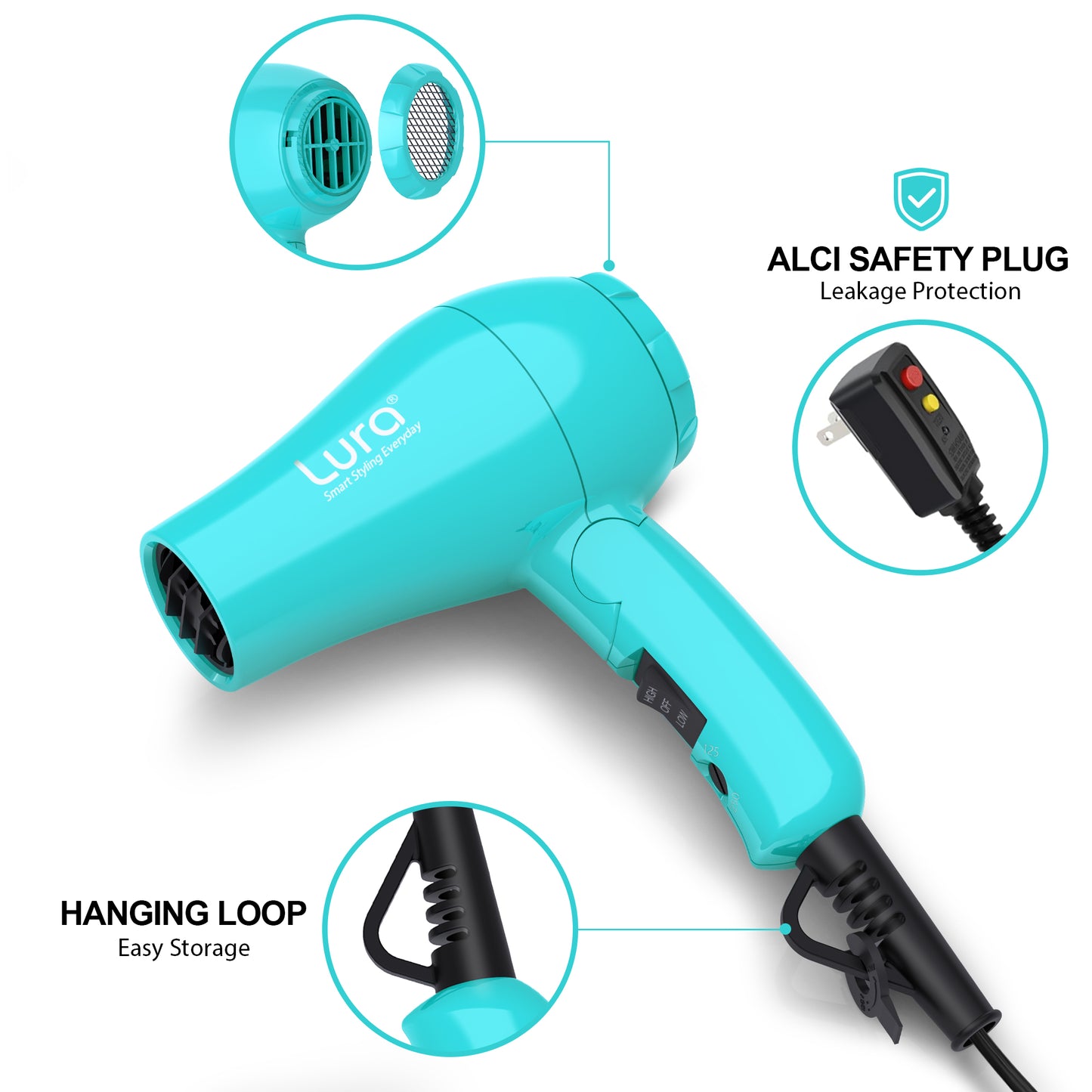 Lura Travel Hair Dryer,Blue