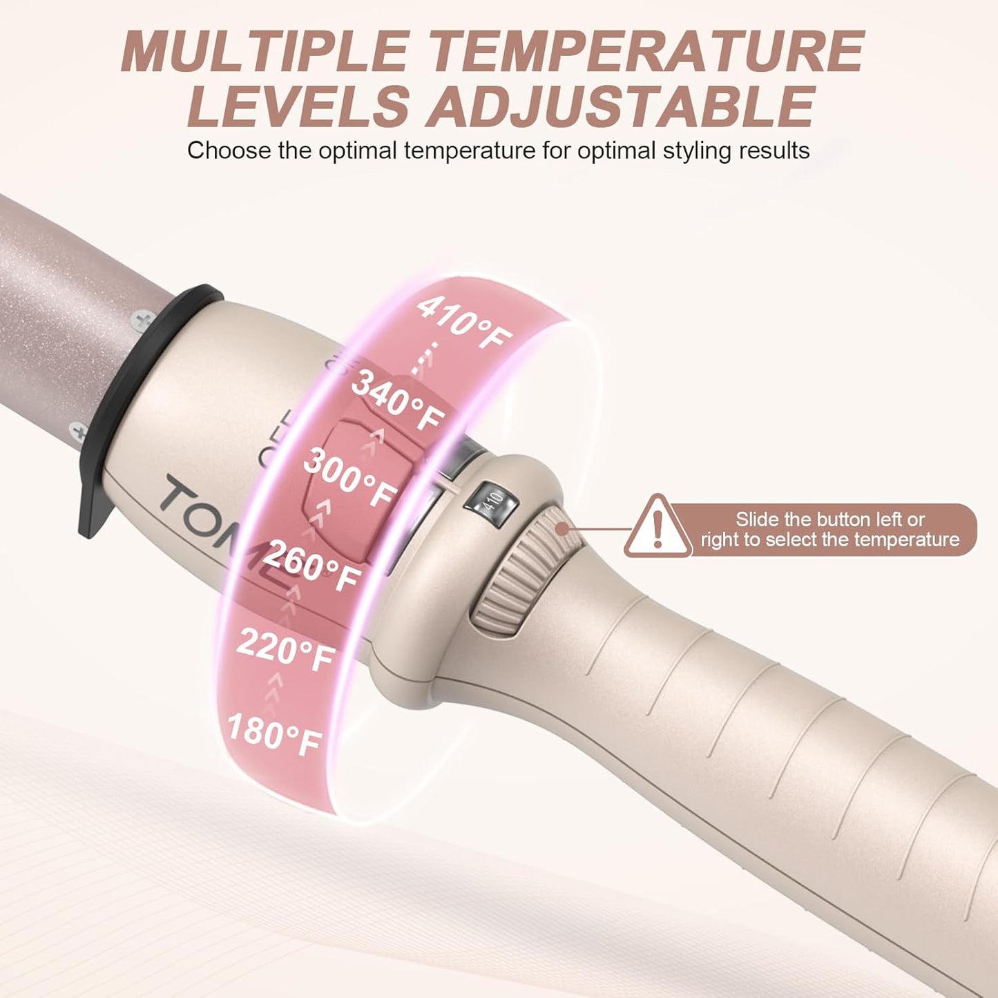 ToMe Professional Ceramic 1/2-1 inch Tapered Hair Curling Wand