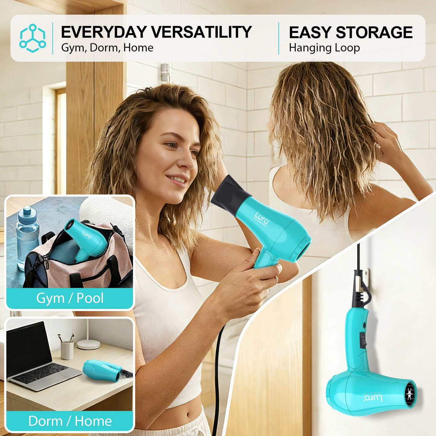 Lura Travel Hair Dryer,Blue